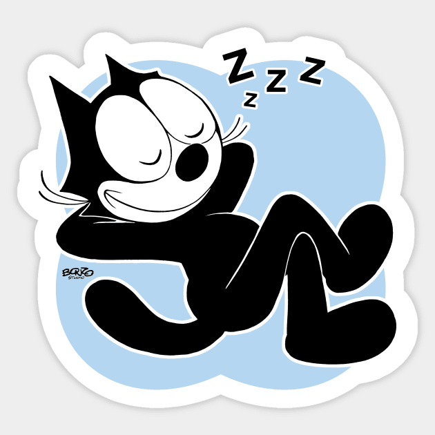 Felix Dream 1-On Blue Sticker by BonzoTee